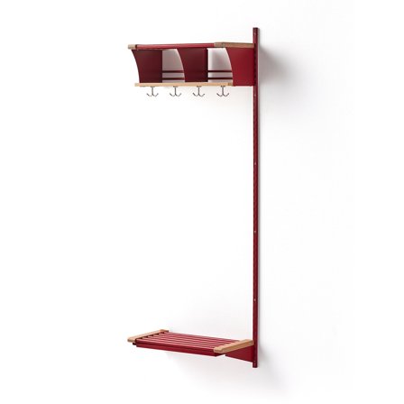 Garderobenschrank JEPPE mit 2 Schränken, Anbauteil, 1790x600x310 mm, rot/Eiche