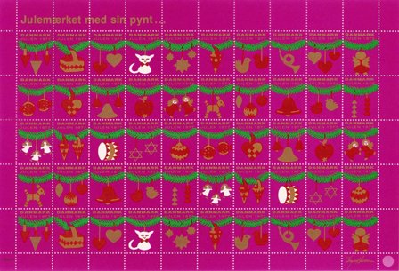 Danmark - Julemærkeark 1977 - Takket - Ubrugt eller foldet