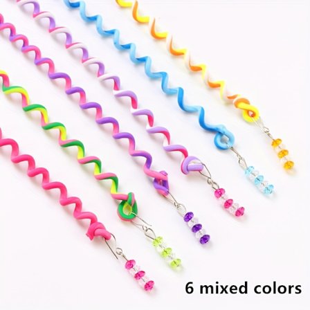 Pakke med 6/Sæt Spiral Fletning Hår Tilbehør Værktøjssæt, Farverig Telefonledning, Egnet til Piger, Fletningsstil Tilbehør, Egnet til Parti[D]