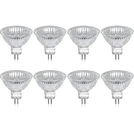 8-pack Halogenlampor GU5.3 MR16 35W 12V Dimbar - Varmvit, 400 Lumen, Glaskupa