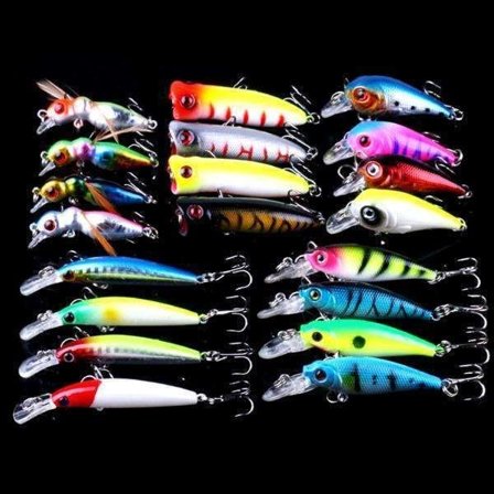 20-pack fiskedrag wobbler, Minnow mixed, Crankbait