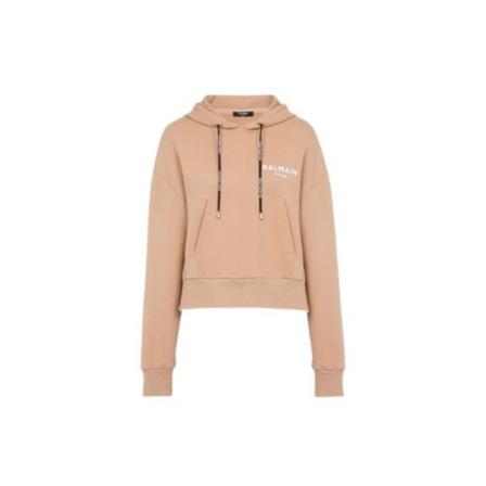 Balmain, Hoodie Beige, Dames, Maat:S