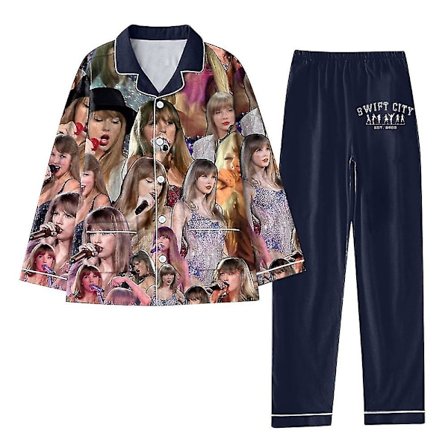 Taylor Swift Julepysjamas Nattøy Dame 1989 Skjorter Og Bukser Pysjamas Sett Knapper Swiftie Sovetøy Fans Loungewear Gave