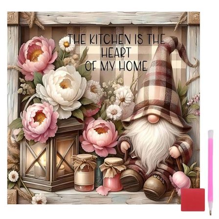 Diamond Art Kits til voksne Nisser, Blomster Diamantmaleri Kits til begyndere, DIY Nisser Fuld Runde Prikker Bor Ædelsten Art Kit til Gave Hjem 