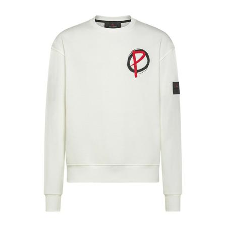 Peuterey, Roundneck made with 100% Gots certified yarn Wit, Heren, Maat:L,print