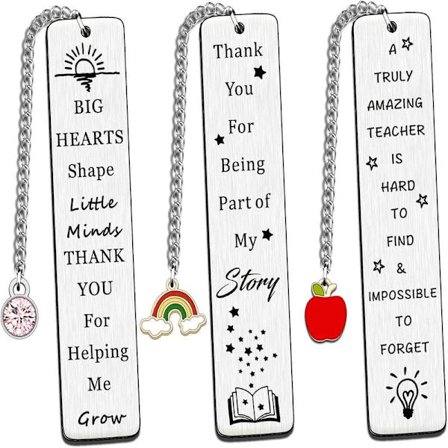 3 ST Tak Lærer Bogmærke Gaver Værdsættelse Præsenter til Lærers Jul Fødselsdag
