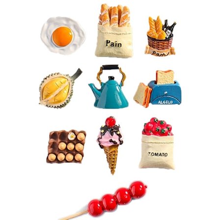 3D Kylskåpsmagneter Stor Samling av Olika Tecknade Figurer. Frukostmat Figurer Magnetiska Klistermärken Kylskåpsmagneter Heminredning Magnetisk