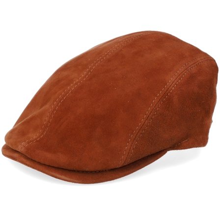 MJM Hats - Braun Flatcap Cap - Daffy 3 Suede Leather Brown Flat Cap @ Hatstore