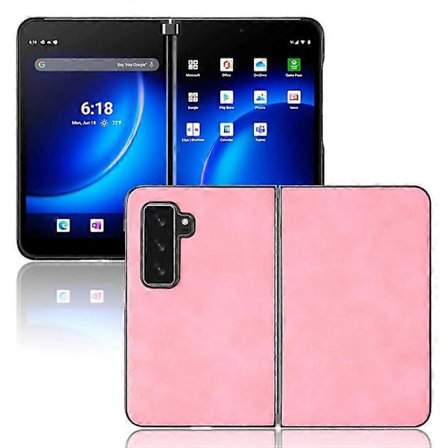 Hårt PC-telefonfodral med PU-läderöverdrag, beröringsbeständigt och halkfritt, kompatibelt med Microsoft Surface Duo 2