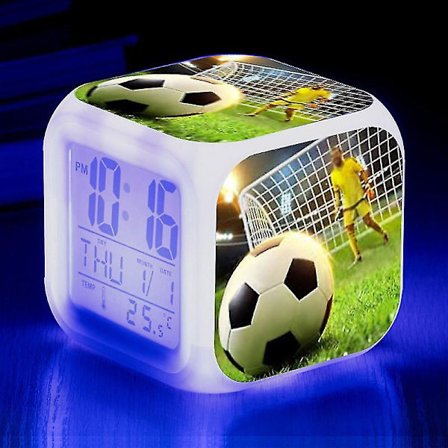 Fotbollsmatch Fotboll Väckarklocka Barnrum Dekorera docka 7 färg Glödande små nattlampor Skrivbordsklockor Presenter till barn