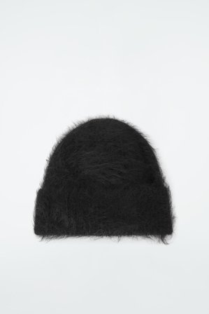 COS Women's Ribbed Mohair Beanie in Black