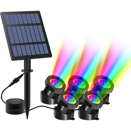 5 kpl Aurinkolamppu, Vedenalainen Aurinkokohdevalo 2 Tilalla, Lamppu IP68 Vedenkest v , RGB V ri Vaihtuva Maisema