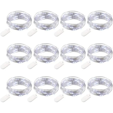 Fairy String Lights 12 Pack 20 LED Firefly Light Micro Wire Batteridrevet Stjernelys Hvid