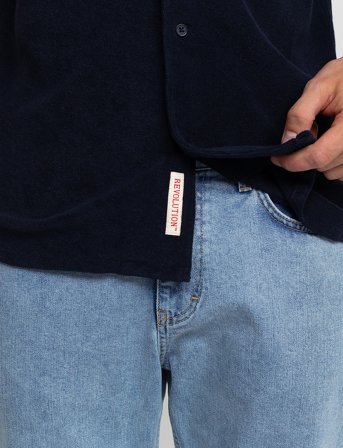 Revolution Terry Short-Sleeved Cuban Shirt - Blue - S