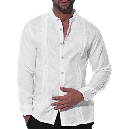 Män Button Down Toppar Långärmad Blus