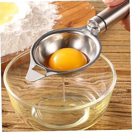 Æg Separator Æggeblomme Hvid Filter Sigte Si Ske Divider Køkken Bageværktøj Rustfrit Stål 2 Huller Sølv Æg Skærere (sølv) (1 stk)