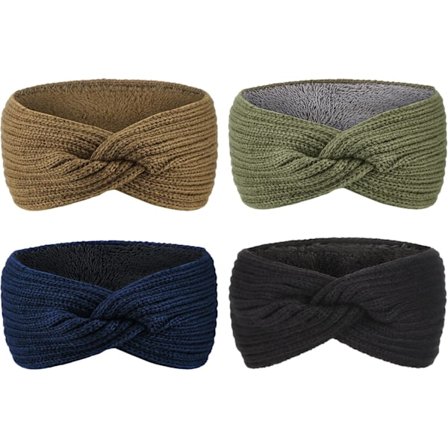 Dame Varmt Strikket Hårbånd Vinter Ørevarmere Hæklet Hovedbeklædning Tyk Fleeceforing Hårbånd