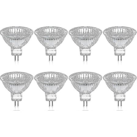 Pakke med 8 Halogenpærer Gu5.3 Mr16 35w 12v Dæmpbar - Varm Hvid 2800k, 400 Lumen, Glas Cover Jz (FMY)