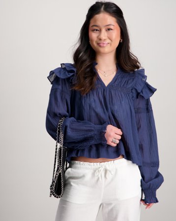 Gina Tricot Young Y boho lace blouse Blauw Tops/blouses Meisjes - Kids Brand Store