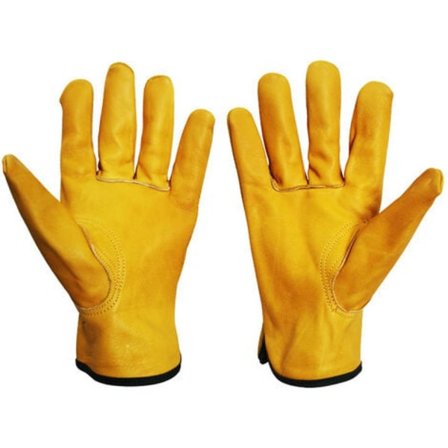 Taggtåliga trädgårdshandskar för män och kvinnor, gula läderhandskar för arbete, trädgårdshandskar för hela kroppen, XL