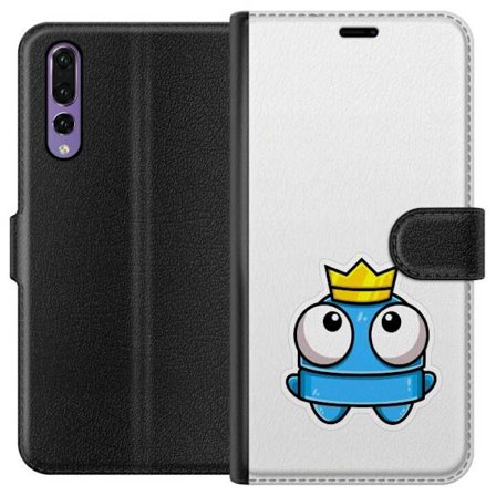 Kompatibelt Lommeboketui til Huawei Huawei P20 Pro Blå tegneseriefigur med krone og store øyne i leken kongelig stil