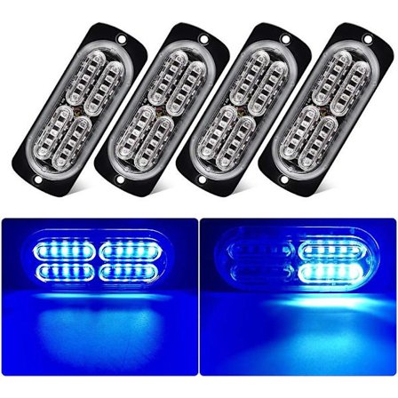 4 stk. Høyintensitet 20-LED Super Bright Blue Led Nødlys Advarsel Blinkende Strobe Lights For Anleggskjøretøy Suv Tow Truck Van 12v-24v