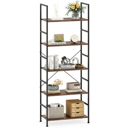 Møbel Reol 160 cm med 5 Niveauer COSTWAY, Anti-Kip Kits, Metalramme, Bibliotek Stue til Hus Kontor Køkken