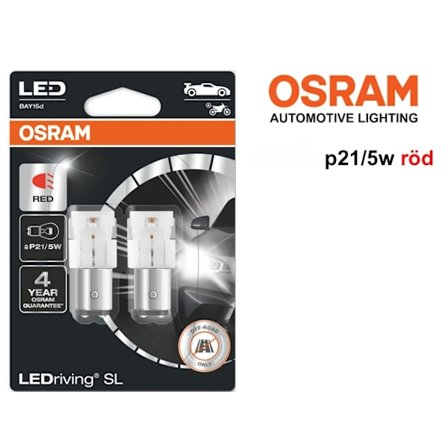 Osram röd p21/5w bay15d 1157 led lampor 12v premium led