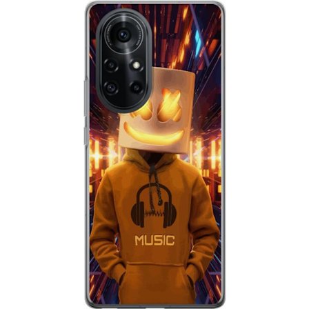 Yhteensopiva Puhelinkuori Huawei Huawei nova 8 Pro DJ-hahmo valaisevassa kypärässä ja hupparissa futuristisessa musiikkiympäristössä neonvalojen