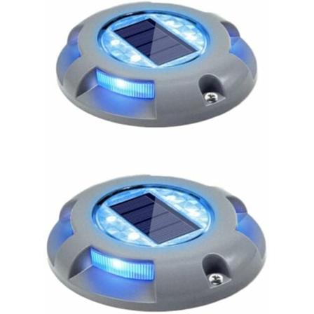Solcelled brolys til indkørsel, solcelled udendørs LED-vandtætte lys til have, mole, indkørsel, terrasse, 2-pak (blå)