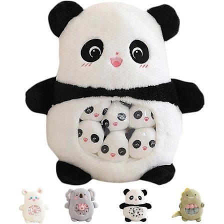 AURA Sød Plys Pude Legetøj, Aftagelig Udstoppede Dyr Snack Pude, Blød Plysdyr Pyntepude, Gaver til Børn, Panda_Kvalitetsgaver