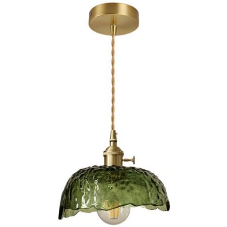 Vihreä lasinen kattokruunu 20 cm, 220 V E27x1 ilman lamppua