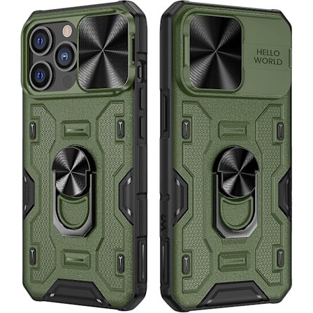 iPhone 14 Pro Max Skal, iPhone 14 Pro Max Skal med Skjutbar Kameraskydd Inbyggd 360 Grader Rotera Ring Stativ Kickstand Passar för Magnetisk 