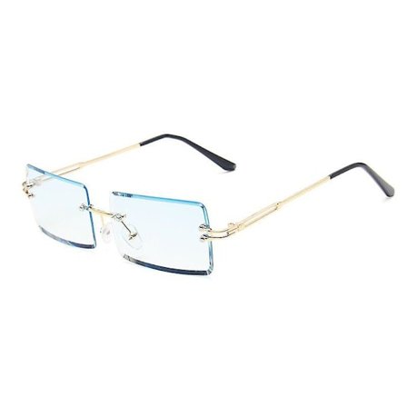 Vintage Brune Firkantede Solbriller Kvinder Luksus Mærke Små Rektangulære Solbriller Kvinde Gradient Spejl Rammeløse, guld Blå