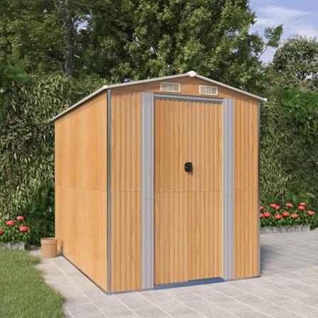 Vidaxl Trädgårdsskjul Ljusbrun 192x274x223 Cm Galvaniserat Stål Brun