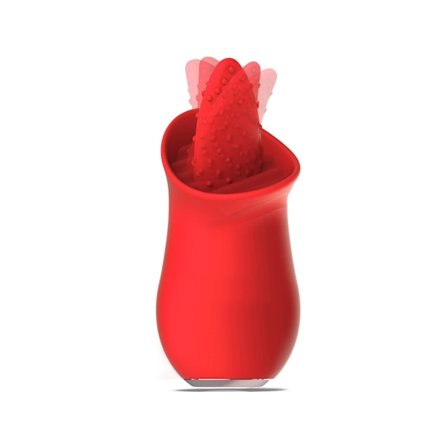 Tunge-slikkende vibrator med 10 vibrasjonsmoduser for kvinner (rød)