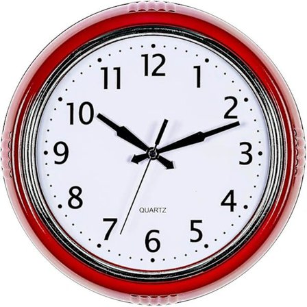 Retro Seinäkello 10 Tuumaa Punainen Keittiö 50-luvun Vintage Design Pyöreä Hiljainen Ei Tikittävä Paristokäyttöinen Laadukas Kvartsikello