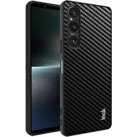 IMAK LX-5-serien för Sony Xperia 1 V Kolfibertextur Skal PU Läderbelagd TPU+PC Telefonskal