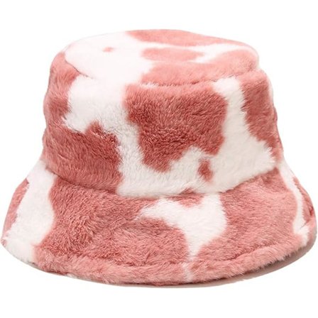 Vinter Faux Fur Fuzzy Bøttehatt Fluffy Pelsaktig Varm Hatt for Kvinner Rosa