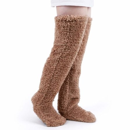 Överknästrumpor Fuzzy Plush Slipper Strumpor Fuzzy Långa Benvärmare Vinter Hem Sovande Strumpor