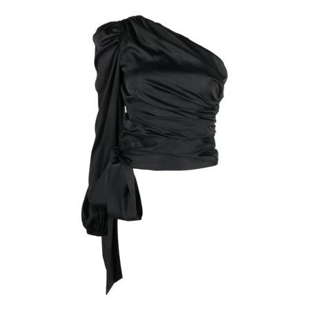 Pinko Thira satijn blouse zwart , Zwart , Dames , Maat: S