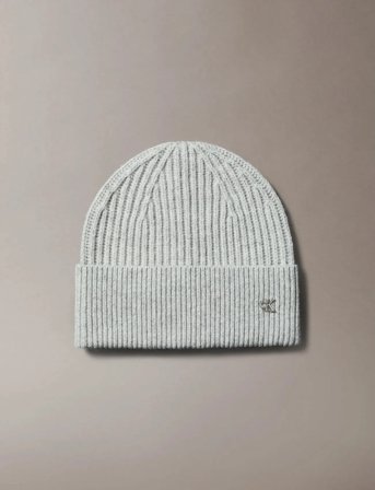 Calvin Klein Ck Metal Wool Beanie - Grey - ONE SIZE