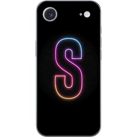 Yhteensopiva Puhelinkuori Apple Apple iPhone 17 Air Neonkirjain S kirkkaissa pinkissä ja sinisissä sävyissä tummaa taustaa vasten, siisti kirjaint