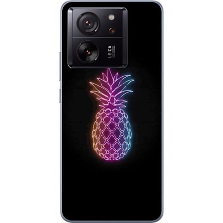Kompatibelt Mobildeksel til Xiaomi Xiaomi 13T Pro Neonlysillustrasjon av ananas i fargerikt lys mot svart bakgrunn