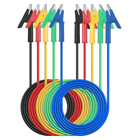 Testsladd 5st Testsladd Isolerade Alligatorklämmor 15a Testsladd Med Isolerande Klämmor Test Flexibel Kopparkabel För Elektrisk Testning 5 Färger 1m