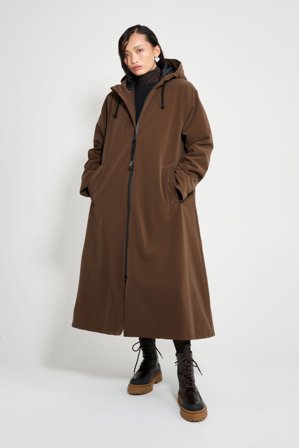 Mosebacke Long Matte Winter Coat Dark Brown