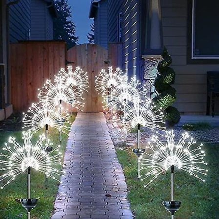 Solar Garden Lights Warm White LED Cool White Round 2Pack