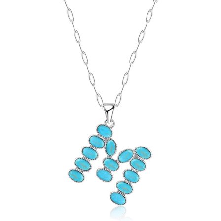 Turkis Halskæde Cowgirl Halskæde Natursten Bogstav Vedhæng 16+3 Tommer Vintage Smykker Til Kvinder