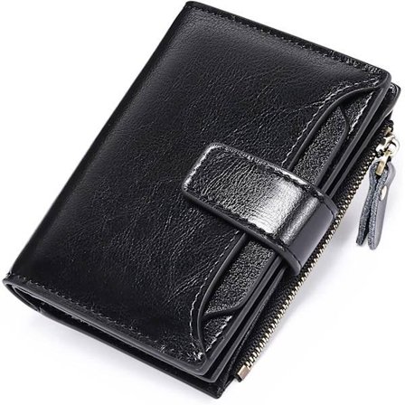 Svart - Äkta läder damplånbok smal myntbörs damplånbok