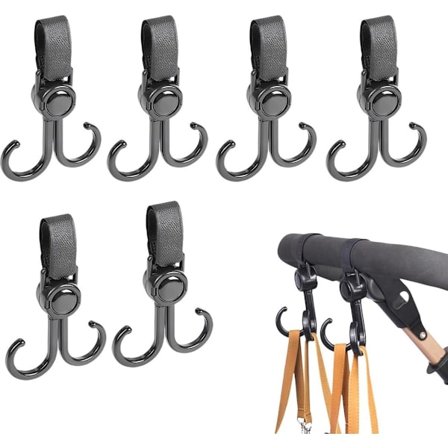 Rattaiden Koukut - 6 Kappaletta - Laukun Koukku - Laukun Ripustin - Lastenrattaiden Koukut - Vauvanvaunut